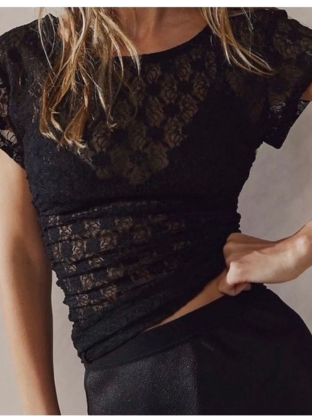 Free People Intimately Keep It Simple Lace Baby Tee Size XS